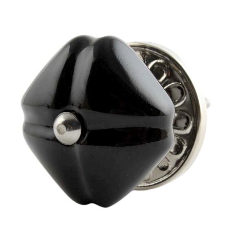 Solid Black Square Medium Ceramic Cabinet Knob